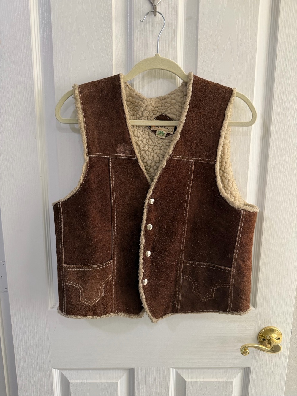 Men's Brown Sherpa-Lined Suede Vest
